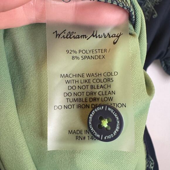 William Murray Men’s M Golf Polo Shirt Blue Golf Tree Print Stretch Performance - Picture 11 of 12